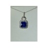 925 STERLING SILVER BLUE & WHITE SAPPHIRES CHAIN WITH PENDANT