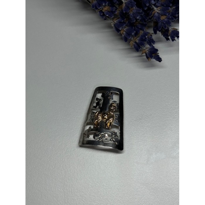 925 Sterling Silver Brooch Length 34 Mm