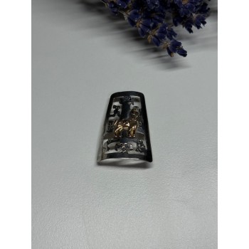 925 Sterling Silver Brooch Length 34 Mm