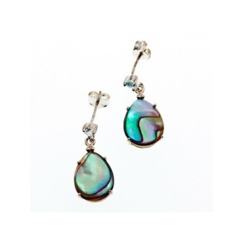 925 Sterling Silver Haliotis & Topaz Stud Earrings