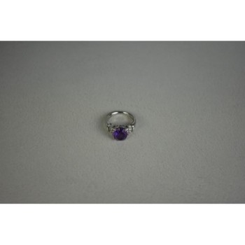 925 Sterling Silver Amethyst & Colorless Topaz Ring Size 6.5
