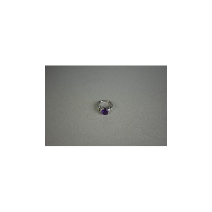 925 Sterling Silver Amethyst & Colorless Topaz Ring Size 6.5