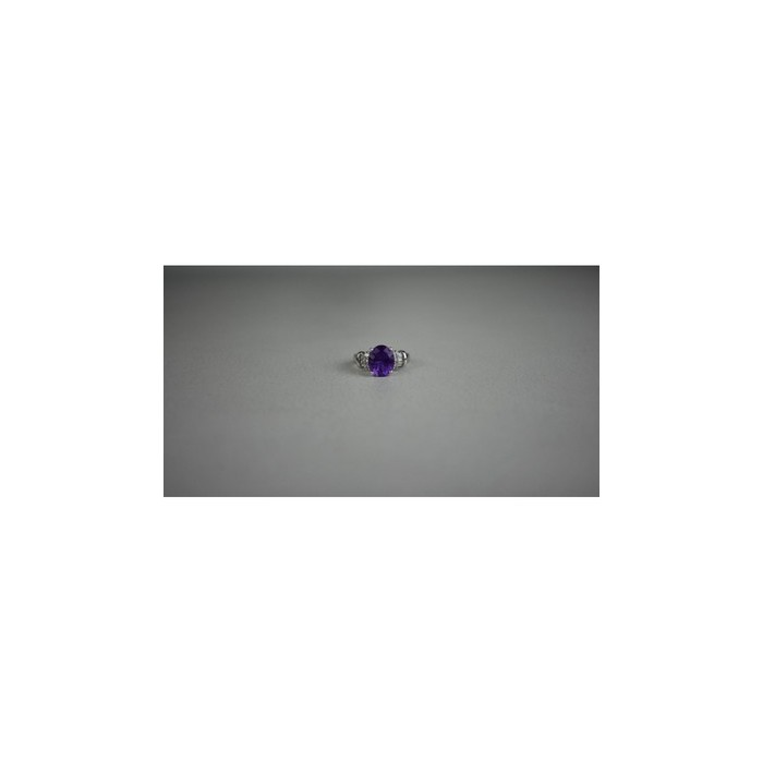 925 Sterling Silver Amethyst & Colorless Topaz Ring Size 6.5