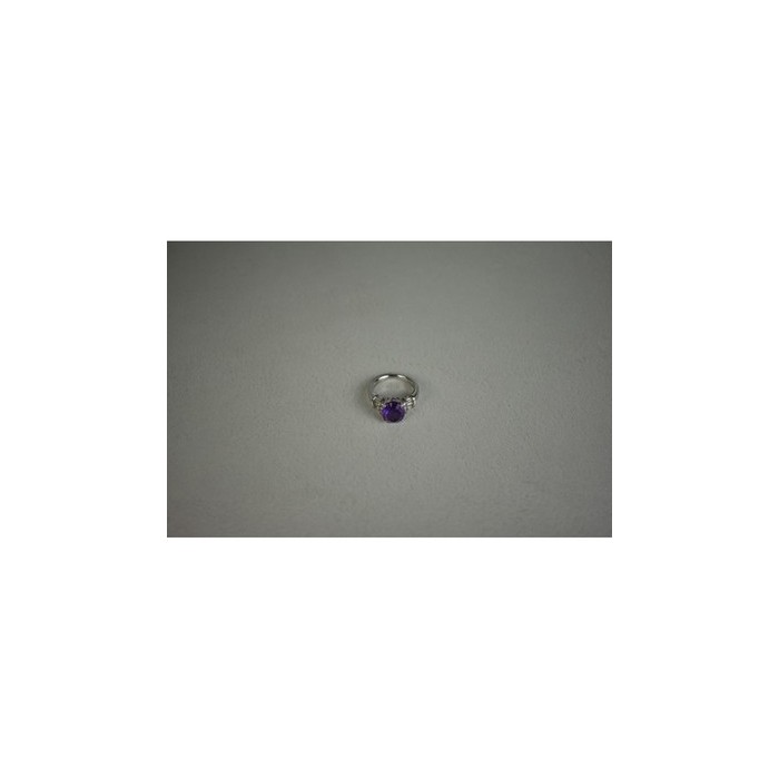 925 Sterling Silver Amethyst & Colorless Topaz Ring Size 6.5