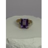10K YELLOW GOLD AMETHYST & DIAMONDS RING SIZE 6.5