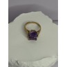 10K YELLOW GOLD AMETHYST & DIAMONDS RING SIZE 6.5
