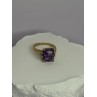 10K YELLOW GOLD AMETHYST & DIAMONDS RING SIZE 6.5