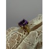 10K YELLOW GOLD AMETHYST & DIAMONDS RING SIZE 6.5