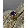 10K YELLOW GOLD AMETHYST & DIAMONDS RING SIZE 6.5
