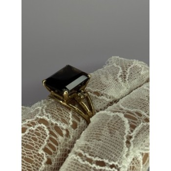 10K YELLOW GOLD BROWN TOURMALINE & DIAMONDS RING SIZE 6