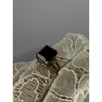 10K YELLOW GOLD BROWN TOURMALINE & DIAMONDS RING SIZE 6