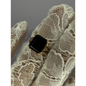 10K YELLOW GOLD BROWN TOURMALINE & DIAMONDS RING SIZE 6