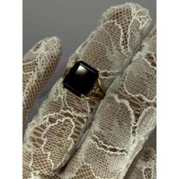 10K YELLOW GOLD BROWN TOURMALINE & DIAMONDS RING SIZE 6