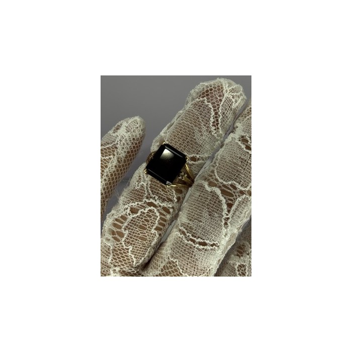 10K YELLOW GOLD BROWN TOURMALINE & DIAMONDS RING SIZE 6