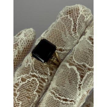 10K YELLOW GOLD BROWN TOURMALINE & DIAMONDS RING SIZE 6