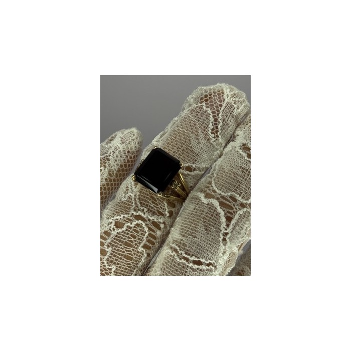 10K YELLOW GOLD BROWN TOURMALINE & DIAMONDS RING SIZE 6