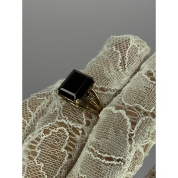 10K YELLOW GOLD BROWN TOURMALINE & DIAMONDS RING SIZE 6