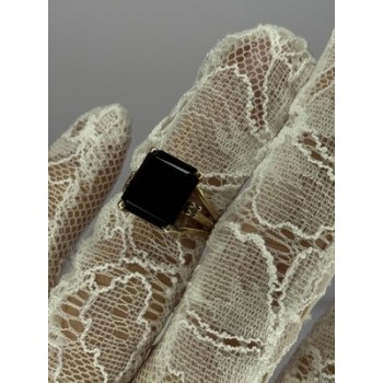 10K YELLOW GOLD BROWN TOURMALINE & DIAMONDS RING SIZE 6