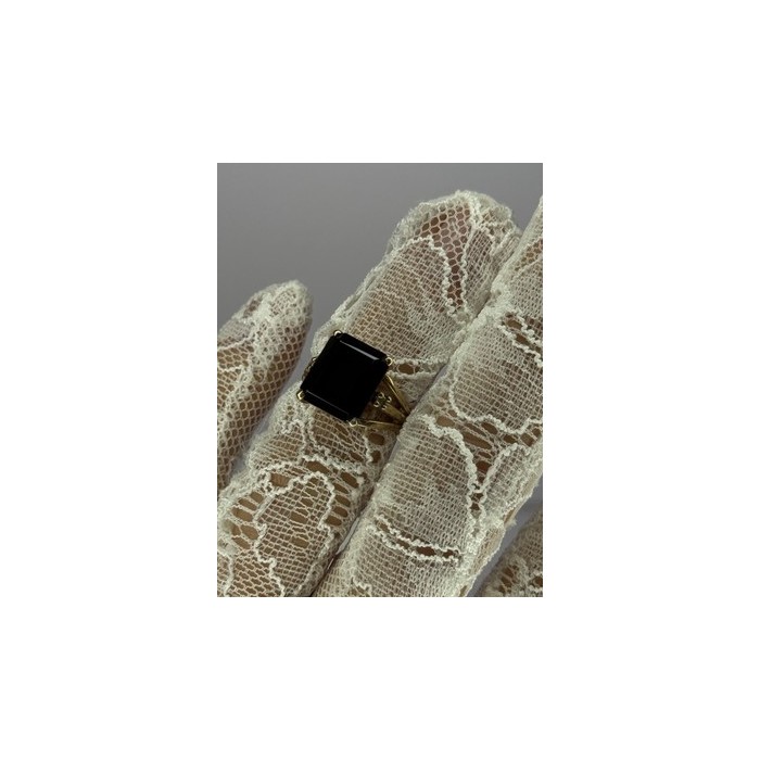 10K YELLOW GOLD BROWN TOURMALINE & DIAMONDS RING SIZE 6