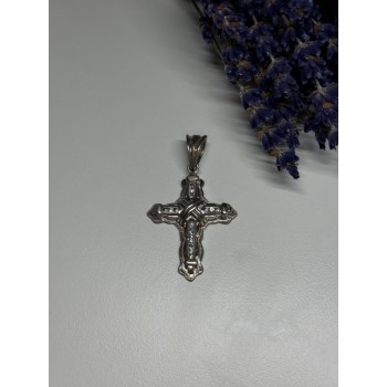 925 Sterling Silver CZ Cross Length 48 Mm