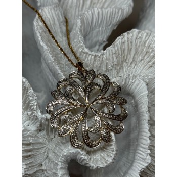925 Sterling Silver Gold Plated Wild Flower Necklace