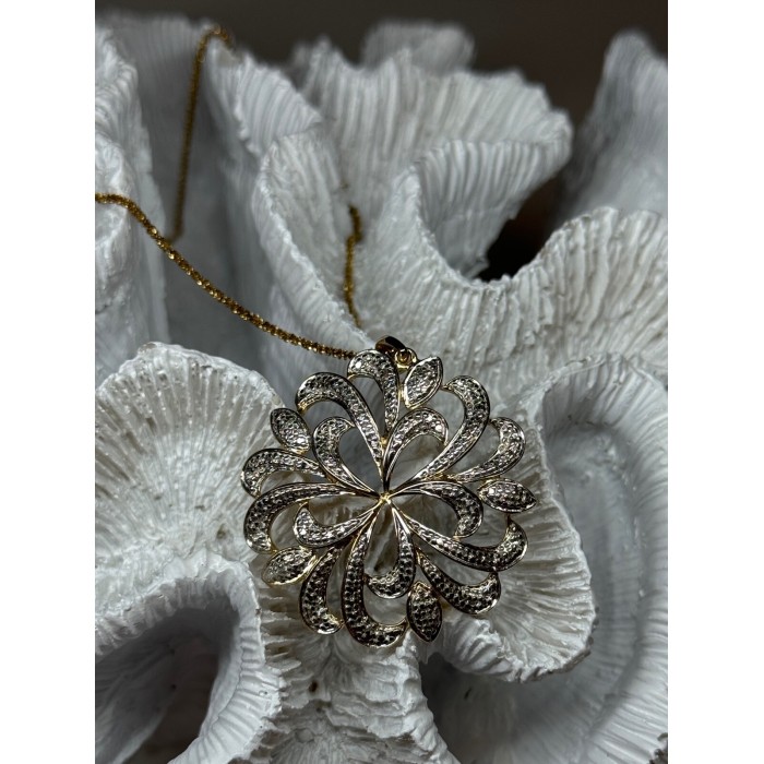 925 Sterling Silver Gold Plated Wild Flower Necklace