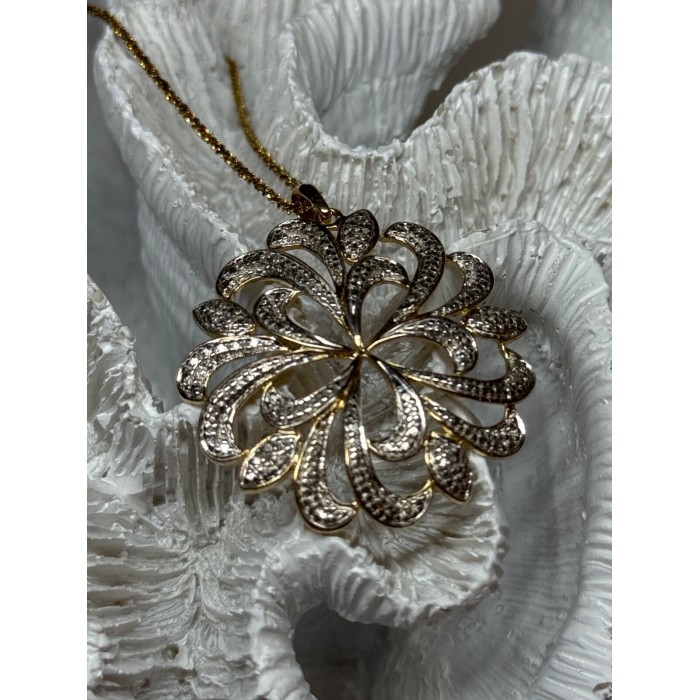 925 Sterling Silver Gold Plated Wild Flower Necklace