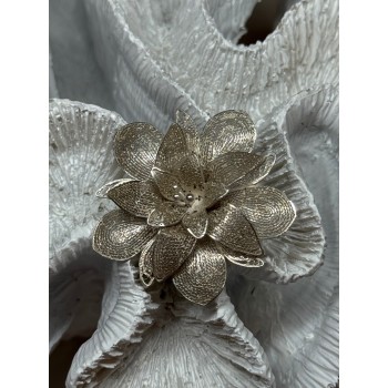 925 Sterling Silver Flower Brooch Length 1.8 Inch
