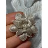 925 Sterling Silver Flower Brooch Length 1.8 Inch