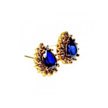 925 Sterling Silver Gold Plated Sapphires & CZ Earrings