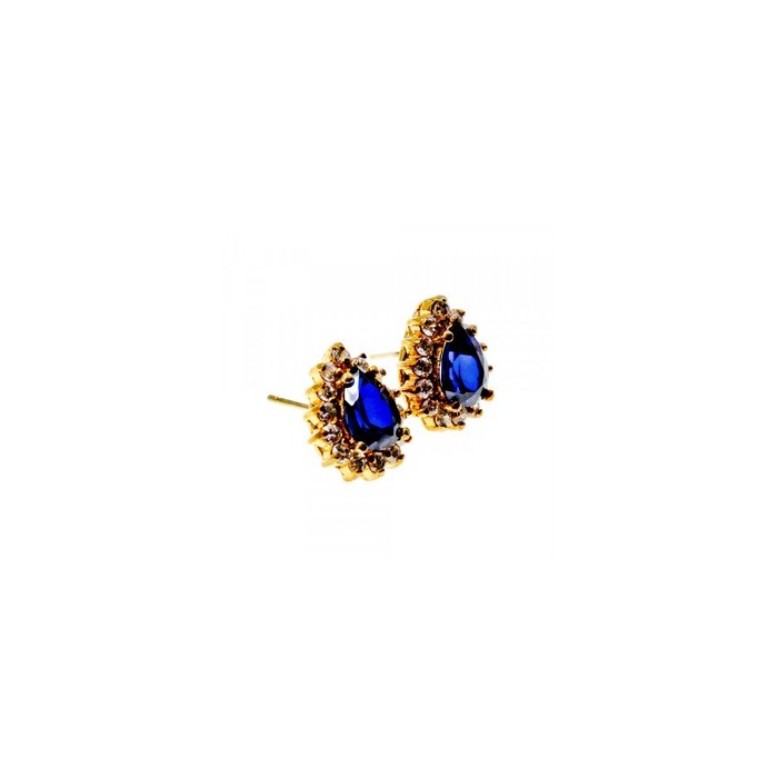 925 Sterling Silver Gold Plated Sapphires & CZ Earrings