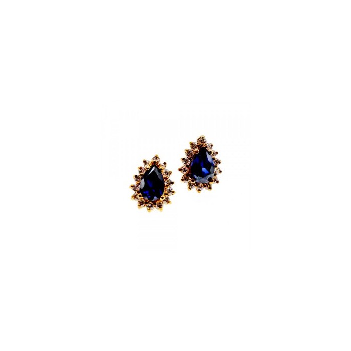925 Sterling Silver Gold Plated Sapphires & CZ Earrings