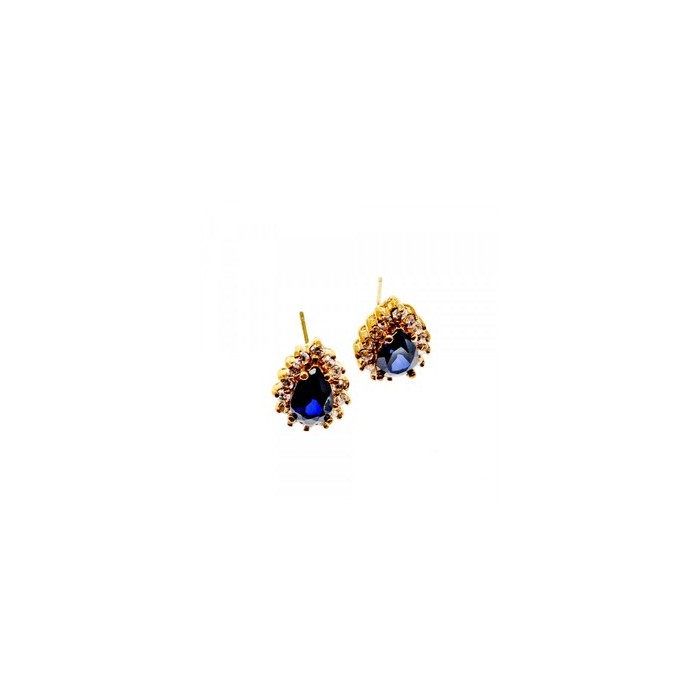 925 Sterling Silver Gold Plated Sapphires & CZ Earrings