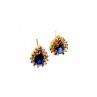 925 Sterling Silver Gold Plated Sapphires & CZ Earrings