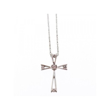 10K WHITE GOLD DIAMONDS CHAIN WITH CROSS