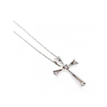 10K WHITE GOLD DIAMONDS CHAIN WITH CROSS