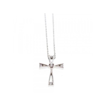 10K WHITE GOLD DIAMONDS CHAIN WITH CROSS