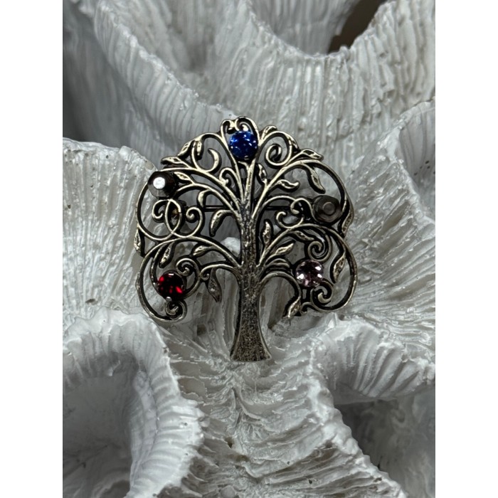 925 Sterling Silver Spinel Brooch Length 1.5 Inch