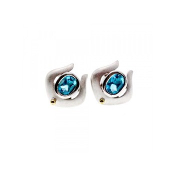 925 STERLING SILVER BLUE TOPAZ STUD EARRINGS