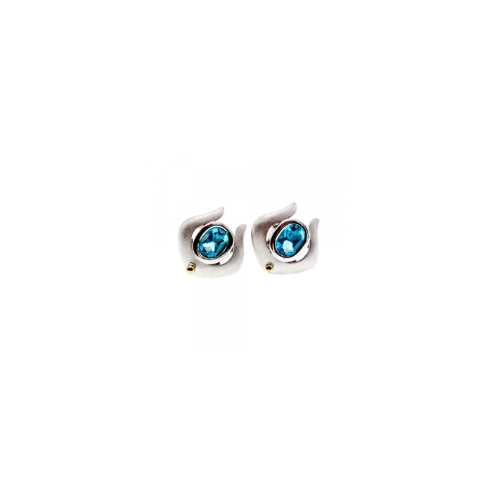 925 STERLING SILVER BLUE TOPAZ STUD EARRINGS