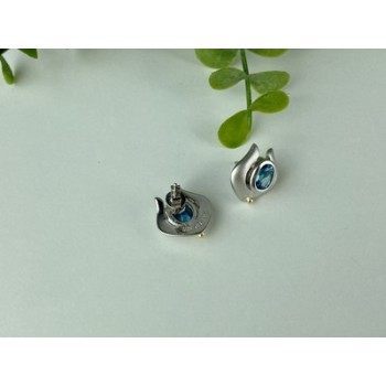 925 STERLING SILVER BLUE TOPAZ STUD EARRINGS