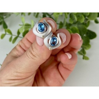 925 STERLING SILVER BLUE TOPAZ STUD EARRINGS