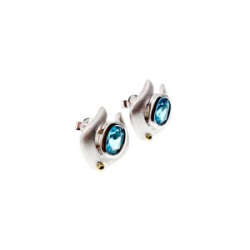 925 STERLING SILVER BLUE TOPAZ STUD EARRINGS