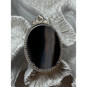 Vintage 925 Sterling Silver Agate Pendant Length 2.3 Inch