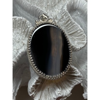 Vintage 925 Sterling Silver Agate Pendant Length 2.3 Inch