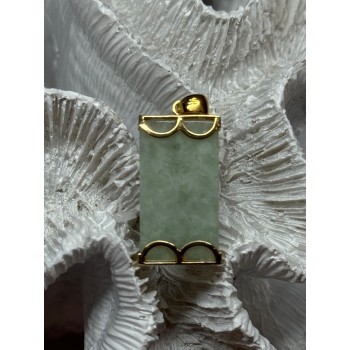 925 Sterling Silver Gold Plated Jadeite Pendant Length 1.5 Inch