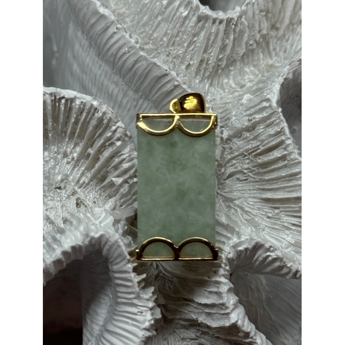 925 Sterling Silver Gold Plated Jadeite Pendant Length 1.5 Inch