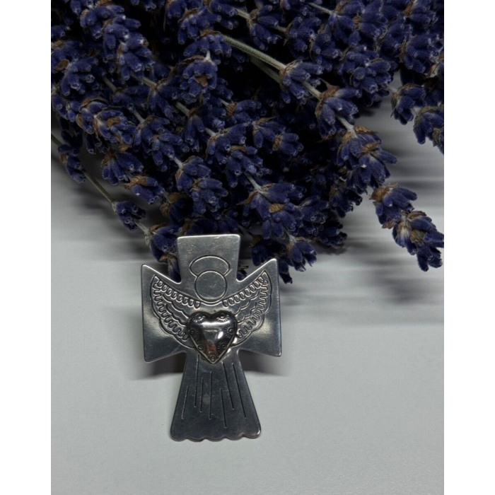 925 Sterling Silver Angel Heart Brooch