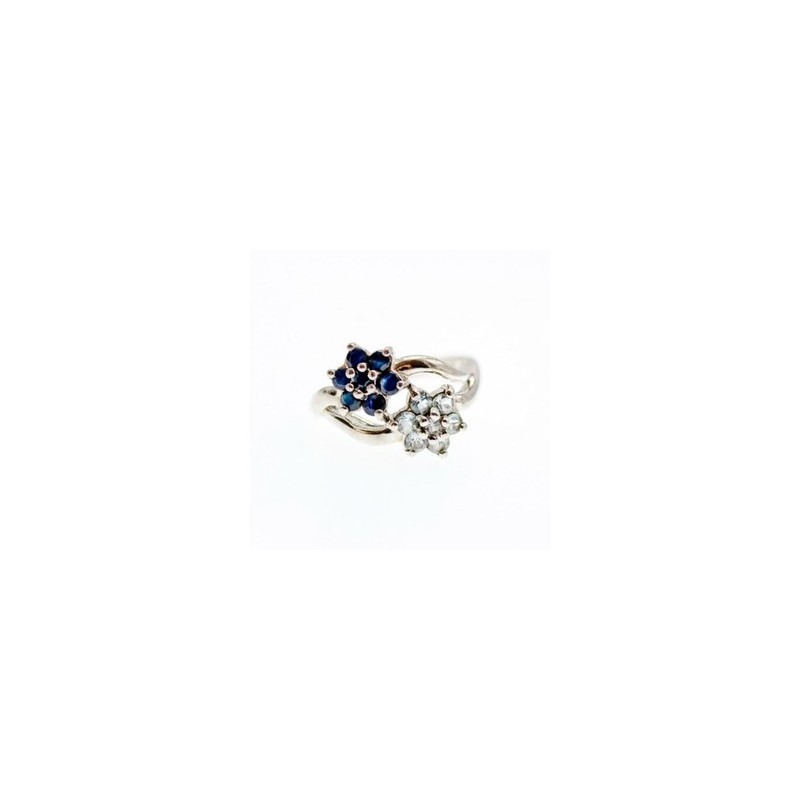 925 Sterling Silver Blue Sapphire & White Topaz 