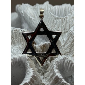 925 Sterling Silver Marcasite Star Of David Pendant Length 1.8 Inch